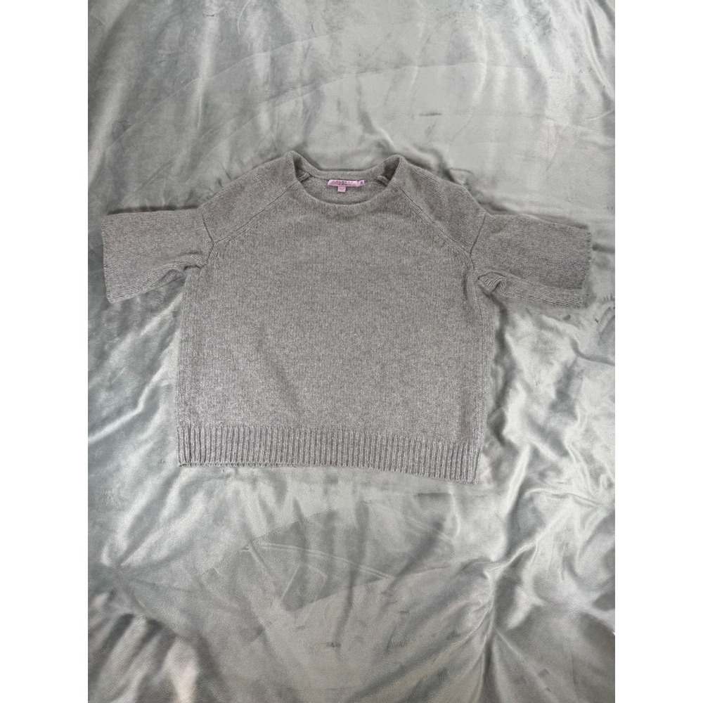 Calypso St. Barth 100% Cashmere Short Sleeve Cozy Preppy Sweater Gray Size Sm